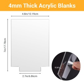 Gartful 4PCS Acrylic Sheets for Light Base, Clear Cast Plexiglass Board, 0.16"(4mm) Thick Plastic Glass Panel with Protective Film for LED Light Base, Table Sign, DIY Display Project, Rectangle
