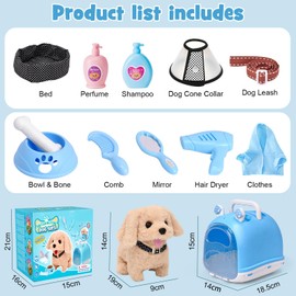 Tacobear Dog Toy Children Running and Barking, Electric Dog with Lead Dog Cage Dog Coat Interactive Pet Cuddly Toy Play Dog Gift Toy for Girls Boys 3 4 5 6 Years