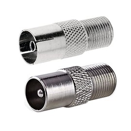 ASCL 2 x Adaptors 1 x F Socket Female to Coax Plug Male 1 x F Socket Female to Coax Socket Female TV Aerial Connector for Cable Lead