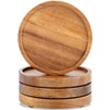 Acacia Wood Coasters with Lip for Drinks Set of 4,