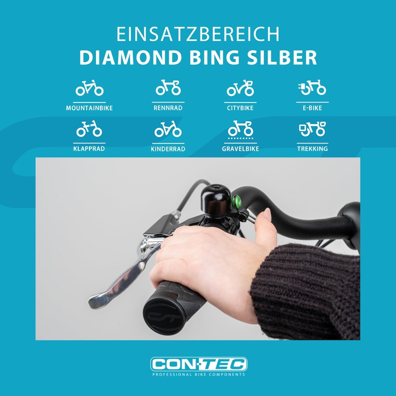 CONTEC Bike Bell Diamond Bing Bike Bell Rubber Ring 26mm