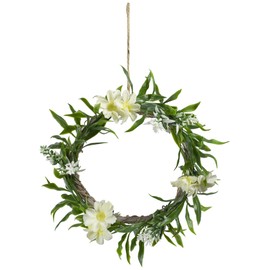 Northlight Mini Floral and Foliage Spring Wreath - 7" - Unlit - Green and White