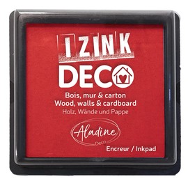 Aladine - Izink Déco ink pad size XL 10 x 10 cm - very opaque pigments, quick drying - high-quality foam - ideal for creative prints on wall, wood and cardboard - red