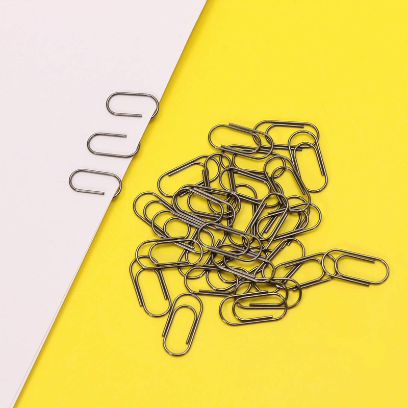 ONLYKXY 100 Pieces 16mm MIni Black Nickel Paper Clips, Retro