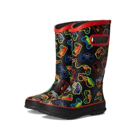Bogs Kids Rainboot Rain Boot, Black Multi, 4 US Unisex Big