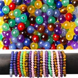 ZHIYUXI Chakra Crystals Beads 105pcs 6mm for Bracelet Jewelry Making Gemstones 2 Strand Round Spacer Loose Stones for Necklace DIY Christmas Gifts for Women Men