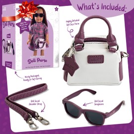 Doll Purse and Doll Sunglasses for 18-Inch Dolls - Doll Accessories Play Set for Kids Ages 3 4 5 6 7 8 9 10 11 12 - Excellent Addition to Her Cute Doll Collection - Great Gift for Girls and Toddlers