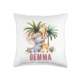 GEMMA Name Baby Girl Safari Animal Theme Decor Gifts Throw Pillow