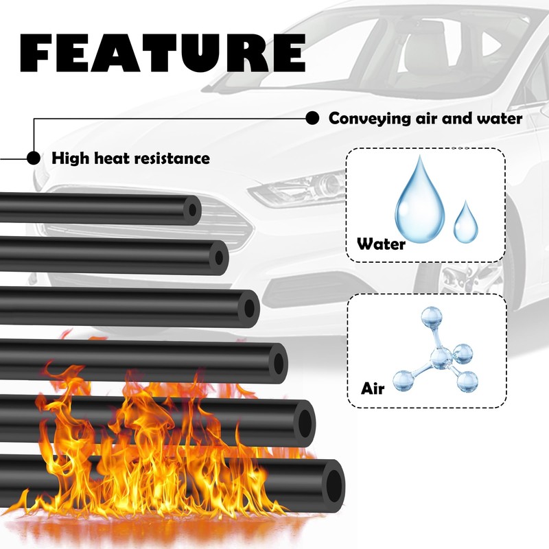 Multipurpose Vacuum Line Kit,6PCS 5Ft Vacuum Hose Automotive+64PCS Vacuum Line