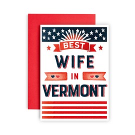 Huxters Funny Wedding Anniversary Card for a Wife In Vermont State who is Amazing (Wife Vermont)