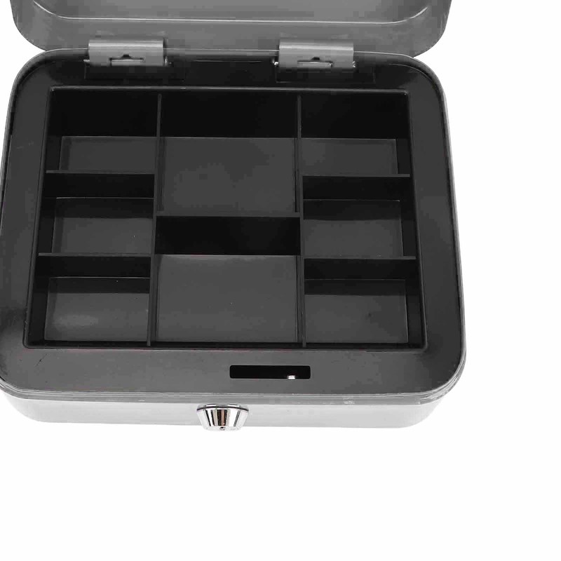 Small Locking Cash Box Portable Double Layers Safe Metal Money