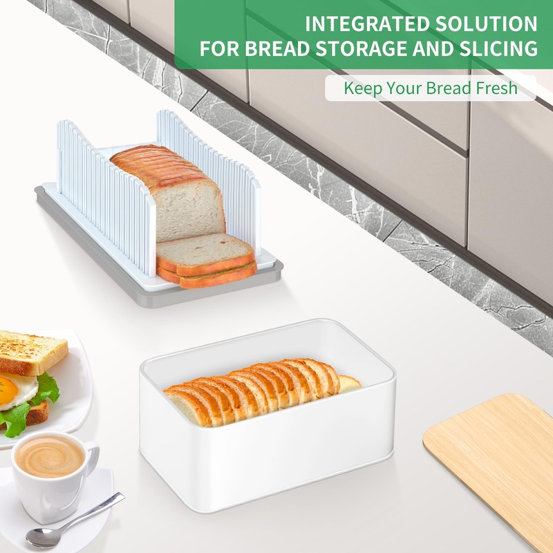 CAWIU Bread Slicer for Homemade Bread with Bread Box, Foldable