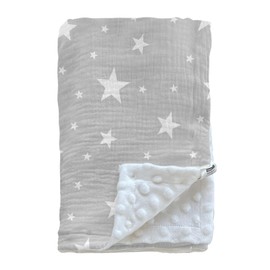 Soarwg Kids Baby Blankets Unisex Newborn, Super Soft Nursery Minky Blankets with Muslin Cotton for Boys Girls, Toddler Baby Nursery Bed Blanket Shower Gifts, Standard 100 by Oeko-Tex, 30 x 40 Inch.