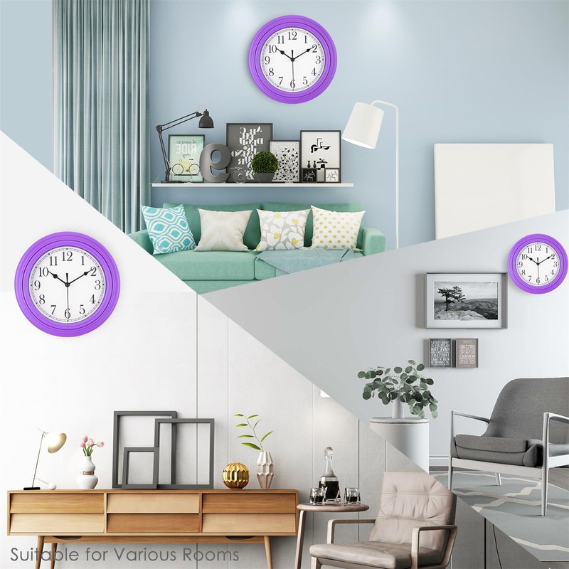 Topkey Silent Wall Clock Kitchen 9 Inch Retro Non-Ticking Decorative