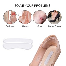 Heel Grips Liner Cushions Inserts for Loose Shoes Heel Pads and Metatarsal Pads for Shoes Too Big Women Men Prevent Heel Pain Blisters, Clear