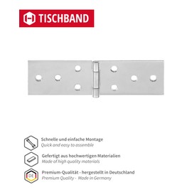 Gedotec Table runner made of stainless steel V2A | 4 pieces table hinge with rectangular design | DIN 7957 | with hardened pin | length: 80 mm | width: 28 mm | for screwing | flap hinge