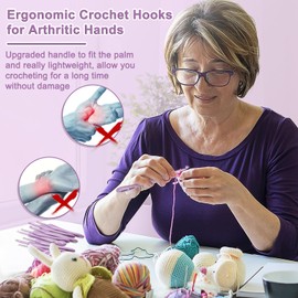 Reessy Crochet Hooks Set, 2.5-6.0mm Lightweight Ergonomic Crochet Hooks for Arthritic Hands, 8 Size Comfortable Smooth Crochet Hook, Easy to Use for Crochet Beginners and Experienced Crochet Lovers