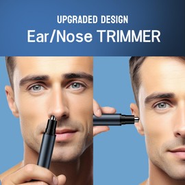Nose Hair Trimmer for Men & Women - Professional Painless Eyebrow & Facial Hair Trimmer for Male and Female, Travel Ear and Nose Hair Clipper, USB Rechargeable Trimmers with LED Light Digital Display
