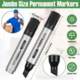 Cholemy 40 Pcs Jumbo Permanent Markers Bulk Large Chisel Tip Permanent Markers Jumbo Markers Pens Quick Drying Permanent Markers Office Teacher Supplies(Multicolor)
