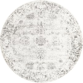 Unique Loom Sofia Collection Area Rug - Casino (6' 1" Round, Gray/ Beige)