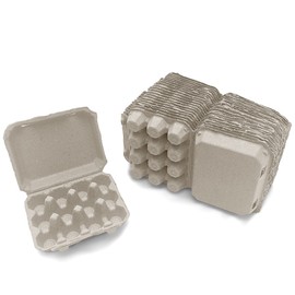 Henlay Quail Egg Cartons - Recycled Cardboard Paper Pulp 3x4 Square Style - Holds One Dozen Eggs (30)