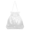 VORCOOL Bridal Bridesmaid White Satin Flower Dolly Bag Handbag,22X21x0.5cm