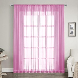 LOYOLADY Pink Sheer Curtains 72 inches Long 1 Panels Set Bedroom Sheer Curtains Sheer Curtain for Living Room 100" W x 72" L