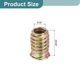 sourcing map 60Pcs Threaded Inserts, 5/16"-18x25/32" Zinc Alloy Hex Socket Drive Screw-in Nut Threaded Inserts Furniture Bolt Fastener Connector for Wood Working Tool and Accessories