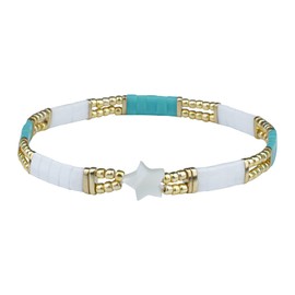 KELITCH Star Charm Bracelets Tila Stretch Bracelets Women Friendship Bracelets Bangles Jewelry (Green 01C)