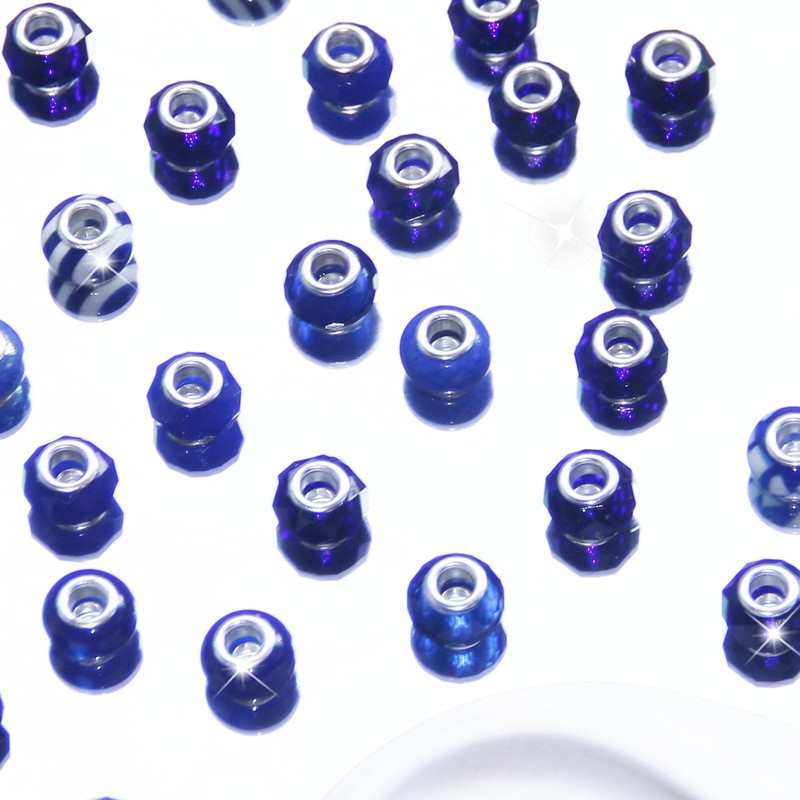 100Pcs Large Hole Beads Spacer Beads Dark Blue Assorted European