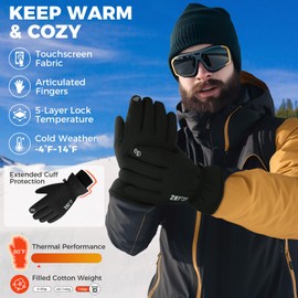 ZENUTA Waterproof Winter Gloves Men, Windproof Snow Ski Gloves, Breathable Warm Thermal Gloves for Women, 5-Finger Touchscreen Gloves for Driving Workout Running Hiking Cycling Snowboarding(Black,M)