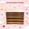 Wooden Puzzle Holder Rack, 7-Tier Puzzle Storage Shelf with Removable