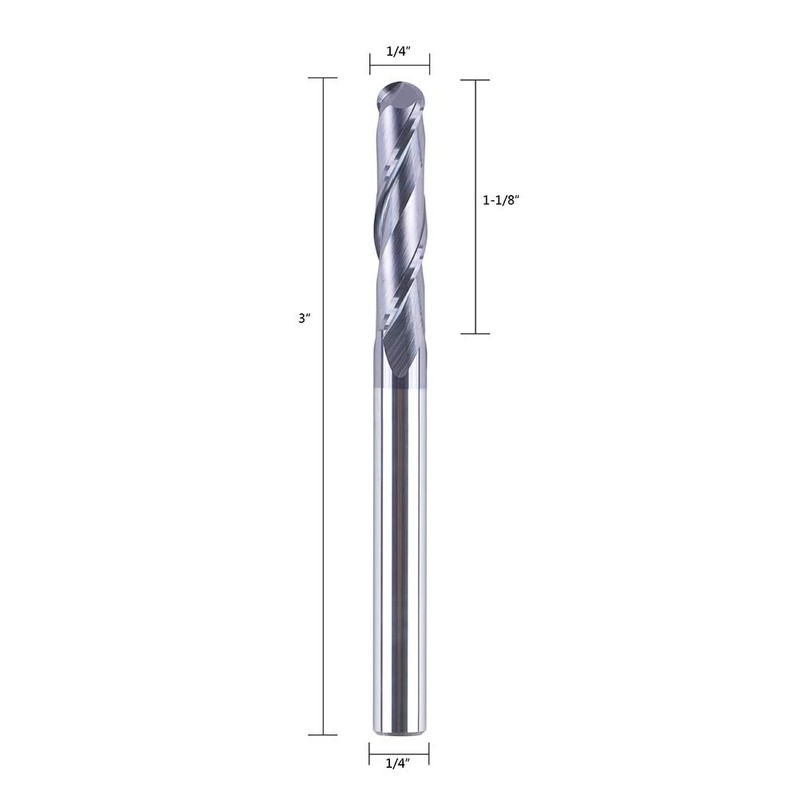 SpeTool Ball Nose Carbide End Mill 1/4 inch Shank CNC