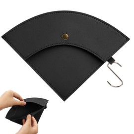 OULIGET Coffee Filter Holder, Reusable Hang Coffee Paper Filter Storage Bag for Cone shaped Filter Papers,Waterproof Leather Suitable for Outdoor Camping Traveling with Hook, Black