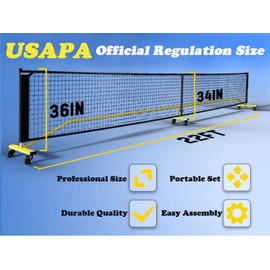 Gecowot Pickleball Net with Wheels, Portable 2-in-1 Pickle Ball Net, 22FT Regulation Size & 11FT Half Court Size, Carry Bag, Steady Metal Frame for Outdoor Indoor Driveway