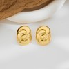 Chunky Round Link Earrings for Women 14k Gold Plated Geometric