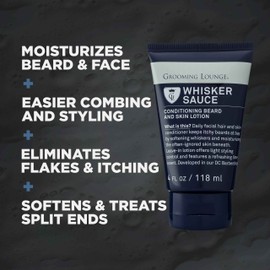 Grooming Lounge Whisker Sauce Beard Conditioner - Conditioning Beard and Skin Lotion - Eliminates Itching and Flaking - Enables Easy Combing and Styling - No Parabens - Cruelty Free - 2 pack