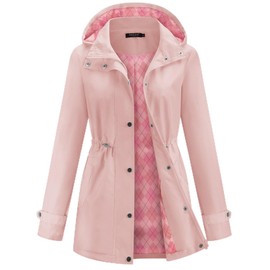 Avoogue Light Jackets for Women Warm Travel Coat Outdoor Windbreaker with Pockets Outdoors Coat for Adults Windbreaker Jacket Pink XXL