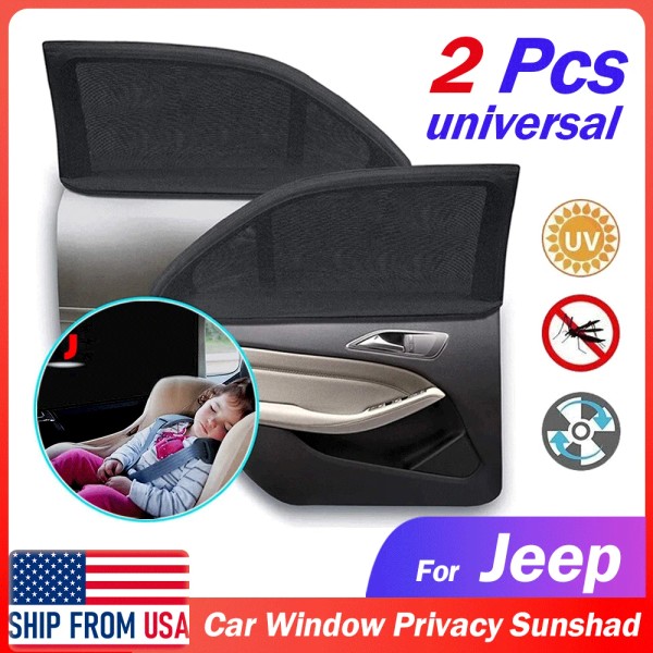 hxontheway 2Pcs For Jeep Car Window Shade Breathable Mesh Baby