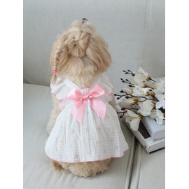 QWINEE Heart Print Dog Cat Dress Bow Decor Cute Dog Dresses Puppy Tutu Skirt Chihuahua Teddy Pomeranian Dress Birthday Holiday Clothes for Cat Kittens Small Medium Large Dogs Pink XXL