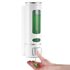 GKSCXEXE 400ML Wall Mounted Soap Dispenser Bathroom, Shampoo and Conditioner Dispenser, Shower Gel Dispenser Kitchen Dish Soap Dispenser Wall Hand Wash Dispenser for Home, Hotel, Restaurant (White)