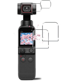 [Set of 2 + 2] Compatible with DJI OSMO Pocket 2 Lens Films, 2 for DJI Pocket 2 Films, For DJI OSMO Pocket 2 Films, Camera Protective Film, Domestic AGC, 9H Hardness, Full Protection, Round Edge