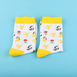 PWHAOO 1 Pair Belle Princess Socks Beauty Fairytale Gifts Belle Princess Inspired Gift Fairytale Lover Gift, Belle Princess Socks, One Size