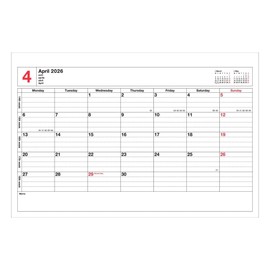 Marks 26SDR-NB3-BK 2026 Notebook, Starting from April 2026, Monthly Block, A5 Size, Notebook Calendar, Magnet, Black