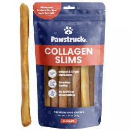 Unbranded Pawstruck 6” Beef Collagen Slims, Single Ingredient Chew Sticks for Dogs, 8pk