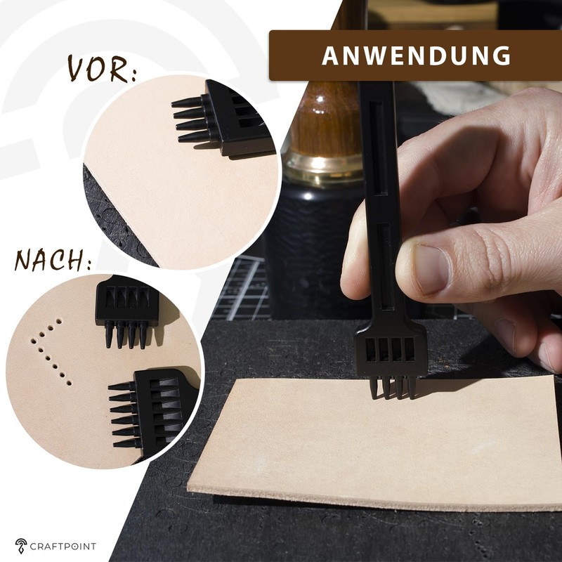 CRAFTPOINT Leather Hole Punch Set, 4mm, 3 Pieces Stainless Steel