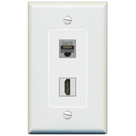 RiteAV 1 Port CAT6 1 HDMI Jack Coupler Female-Female Decorative Wall Plate [Gray]