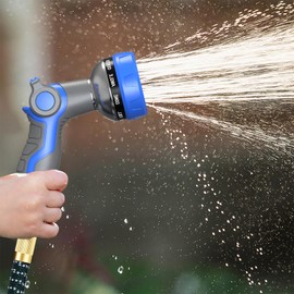 Boquilla de manguera con 10 patrones ajustables para manguera de jardín, boquilla de manguera de agua de alta presión con diseño de control de pulgar, boquilla de rociador de manguera para riego de