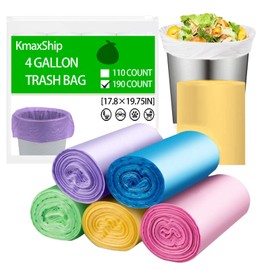 KmaxShip 4 Gallon Small Trash Bags - 190 Count 4 Gallon Trash Bag for Office Bedroom, Small Garbage Bags for Bathroom, 4 Gallon Small Trash Can Liners-Colorful