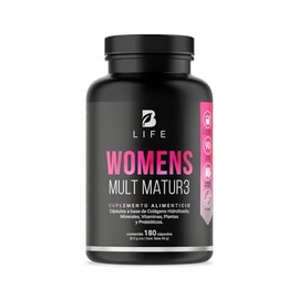 B Life Company Multivitamínico para Mujer Mayor de 40 años con 180 Cápsulas. Ingredientes naturales: Colágeno, Inositol, Maca, Probioticos. Womens Mul